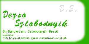 dezso szlobodnyik business card